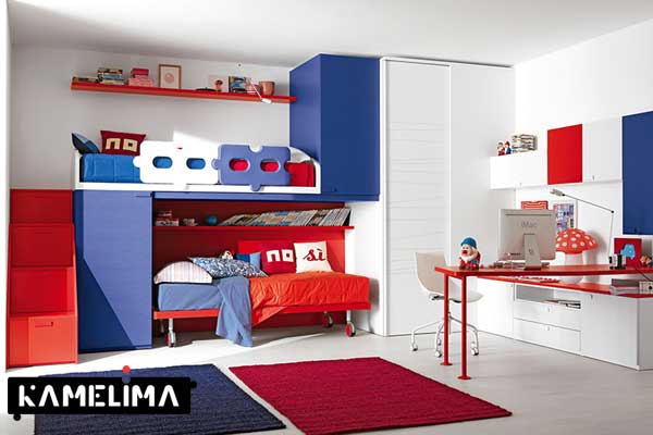 اتاق کودک قرمز و آبی